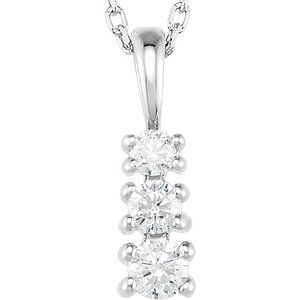 14K White Gold Round 3.4Mm Gh Si1-Si2 1/3 Ctw Lab-Grown Diamond 3-Stone Necklace, Length: 18 In