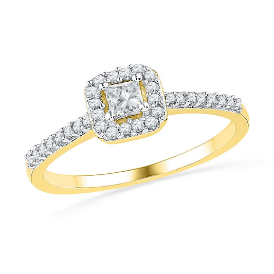 10K Yellow Gold Princess Diamond Solitaire Bridal Wedding Engagement Ring 1/4 Cttw, Womens Size: 5-10