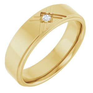 14K Yellow Gold Round 2 Mm G-H Si2-Si3 .03 Ct Natural Diamond New Aged Deco Band Size 8