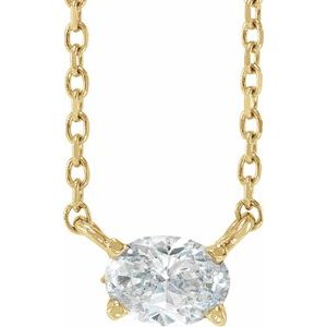 14K Yellow Gold Oval 6.2 X 4.3Mm Gh Si1-Si2 1/2 Ctw Lab-Grown Diamond Solitaire Necklace, Length: 18 In