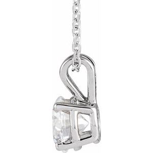 14K White Gold Round 6Mm F+ Vs 7/8 Ct Lab-Grown Diamond Solitaire Necklace, Length: 18 In