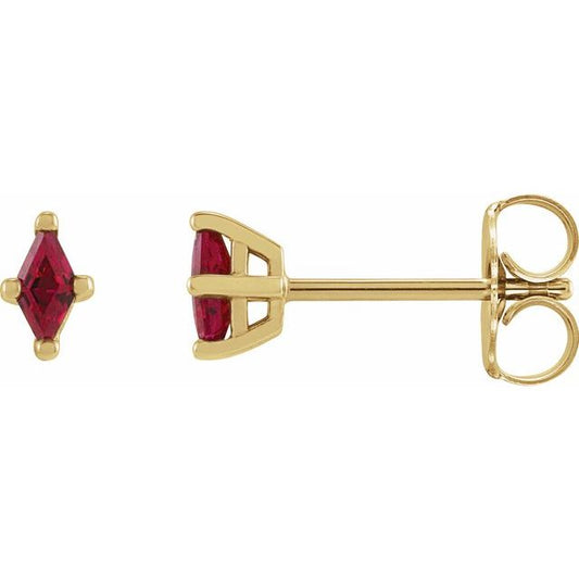 14K Yellow Or White Gold Kite 4 X 2 Mm Friction Polished Lab-Grown Ruby 4-Prong Earrings