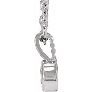 Sterling Silver Round 3Mm G-H I1 1/10 Ct Natural Diamond Solitaire Bezel-Set Necklace, Length: 18 In
