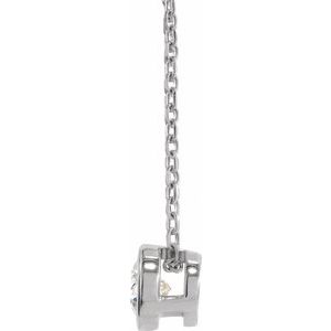 14K White Gold Round 4.1Mm Gh Si1-Si2 1/4 Ct Lab Grown Diamond Solitaire Bezel-Set Necklace, Length: 18 In
