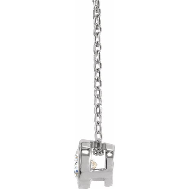 14K White Gold Round 3.5Mm I1, G-H 16-18 In Polished 1/6 Ct Natural Diamond Solitaire Bezel-Set Necklace