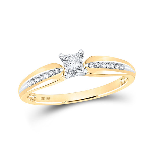 10K Yellow Gold Womens Princess Diamond Solitaire Promise Ring 1/6 Cttw, Womens Size: 5-10