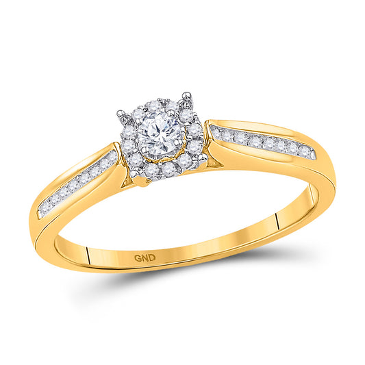 10K Yellow Gold Round Diamond Solitaire Bridal Wedding Engagement Ring 1/6 Cttw, Womens Size: 5-10