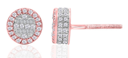 10K Rose Gold 0.38- 0.42 Cttw Diamond Baguette Earrings