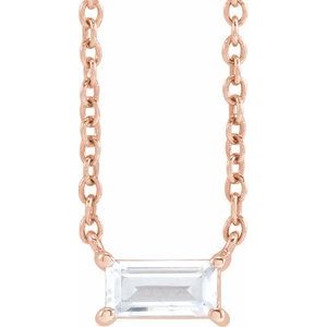 14K Rose Gold Straight Baguette 5.5 X 2.75Mm Gh Vs 1/3 Ctw Lab-Grown Diamond Necklace, Length: 18 In