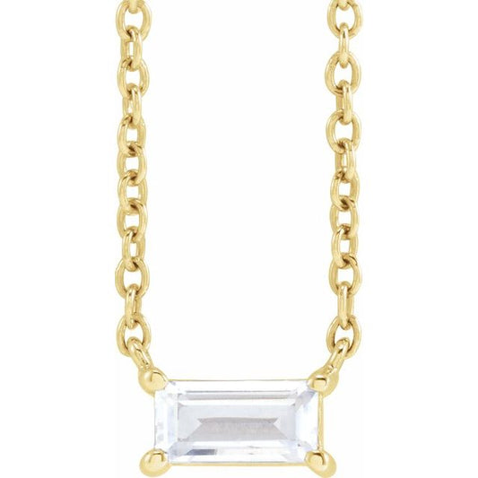 14K Yellow Gold Straight Baguette 5.5 X 2.75Mm Vs, Gh 16-18 In Polished 1/3 Ctw Lab-Grown Diamond Necklace
