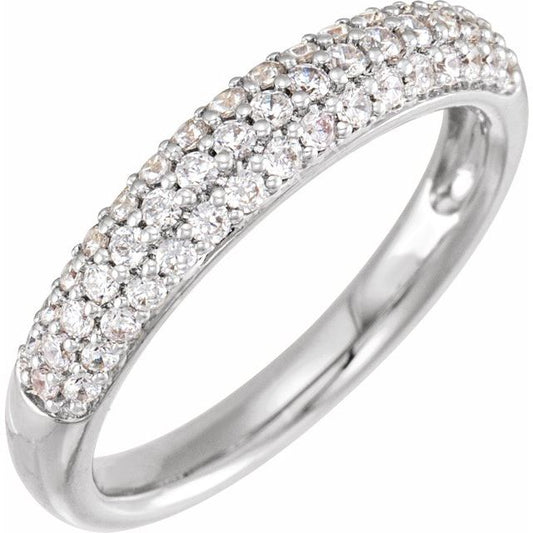 14K White Gold Round 1.4 Mm Polished 1/2 Ctw Lab-Grown Diamond Ring, Size 7