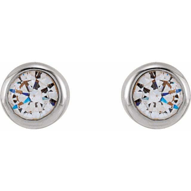 14K Yellow Or White Or Rose Gold Round Si1-Si2, G-H Friction Back Polished Lab-Grown Diamond Bezel-Set Earrings