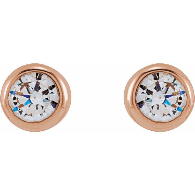 14K Yellow Or White Or Rose Gold Round Si1-Si2, G-H Friction Back Polished Lab-Grown Diamond Bezel-Set Earrings