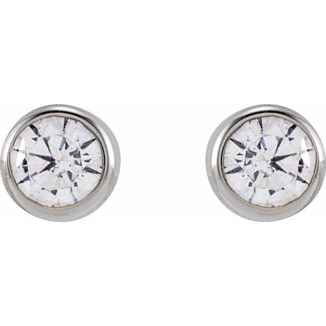 14K Yellow Or White Or Rose Gold Round Si1-Si2, G-H Friction Back Polished Lab-Grown Diamond Bezel-Set Earrings