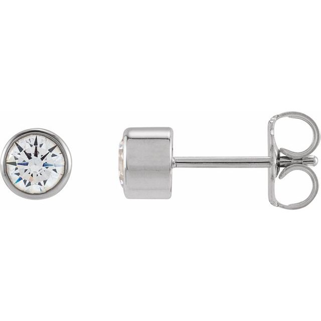 14K Yellow Or White Or Rose Gold Round Si1-Si2, G-H Friction Back Polished Lab-Grown Diamond Bezel-Set Earrings