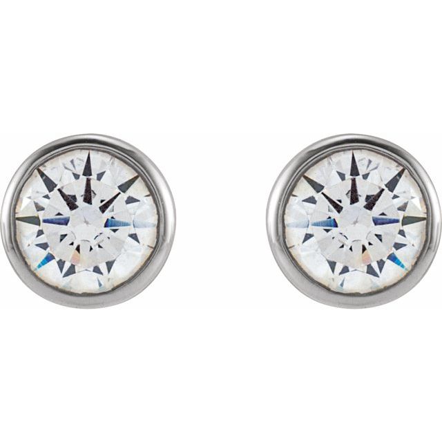 14K Yellow Or White Or Rose Gold Round Si1-Si2, G-H Friction Back Polished Lab-Grown Diamond Bezel-Set Earrings
