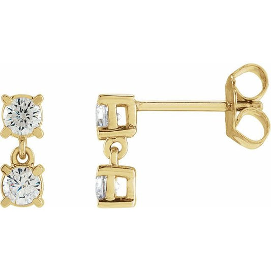 14K Yellow Or White Gold 3.3 Mm Round Friction Back Polished 1/2 Ctw Lab-Grown Diamond Earrings