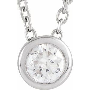 14K White Gold Round 3.6Mm Gh Si1-Si2 1/6 Ct Lab Grown Diamond Solitaire Bezel-Set Necklace, Length: 18 In