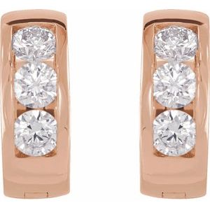 14K Rose Gold Pair Round Shape 2.5Mm Si1-Si2, Gh 1/3 Ctw Lab Grown Diamond Hinged Hoop Earrings, Length: 10 Mm, Thickness: 3.5 Mm