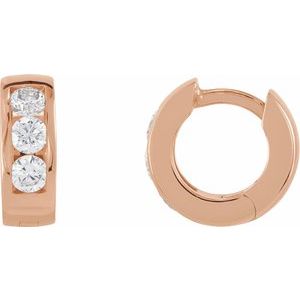 14K Rose Gold Pair Round Shape 2.5Mm Si1-Si2, Gh 1/3 Ctw Lab Grown Diamond Hinged Hoop Earrings, Length: 10 Mm, Thickness: 3.5 Mm