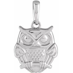 Sterling Silver 17.33 X 10.03 Mm Polished Owl Pendant
