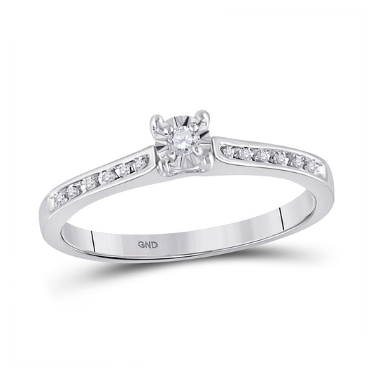 10K White Gold Round Diamond Solitaire Bridal Wedding Engagement Ring 1/10 Cttw, Womens Size: 5-10