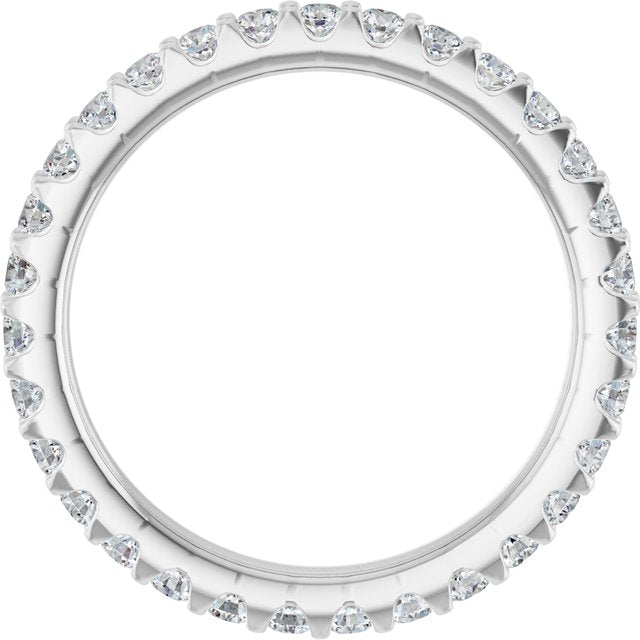 14K White Gold Round 2 Mm Vs, F+ Polished 7/8 Ctw Lab-Grown Diamond Eternity Band, Size 6