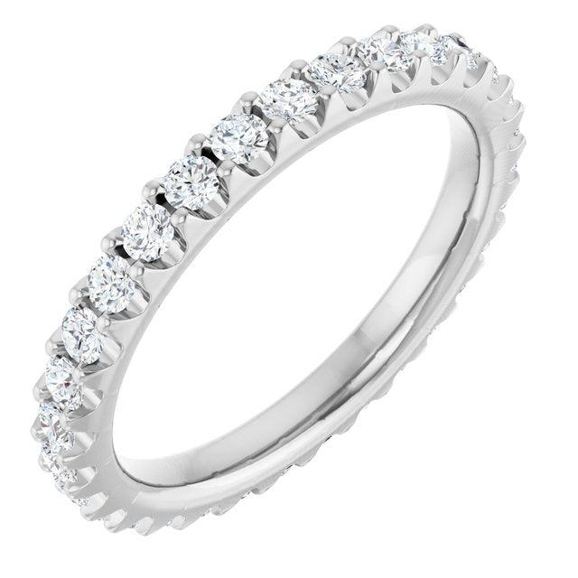 14K White Gold Round 2 Mm Vs, F+ Polished 7/8 Ctw Lab-Grown Diamond Eternity Band, Size 6