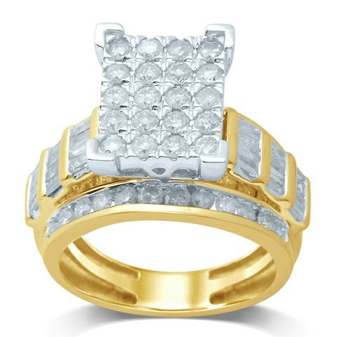 10K Yellow Or White Gold Baguette Diamond Cindrella Square Ring