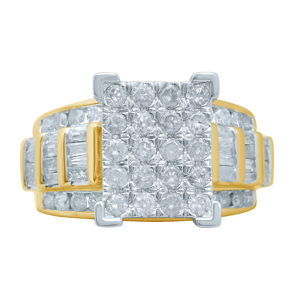 10K Yellow Or White Gold Baguette Diamond Cindrella Square Ring