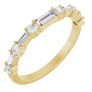 14K Yellow Gold Natural Diamond Straight Baguette 4.5 X 2 Mm Natural Diamond Polished 1/2 Ctw Natural Diamond Matching Band Size 7