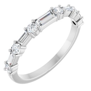 14K White Gold Natural Diamond Straight Baguette 4.5 X 2 Mm Natural Diamond Polished 1/2 Ctw Natural Diamond Matching Band Size 7