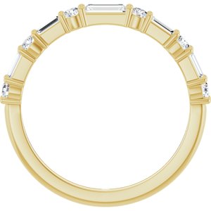 14K Yellow Gold Natural Diamond Straight Baguette 4.5 X 2 Mm Natural Diamond Polished 1/2 Ctw Natural Diamond Matching Band Size 7
