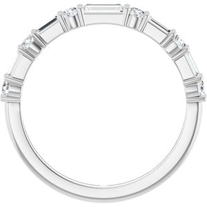 14K White Gold Natural Diamond Straight Baguette 4.5 X 2 Mm Natural Diamond Polished 1/2 Ctw Natural Diamond Matching Band Size 7