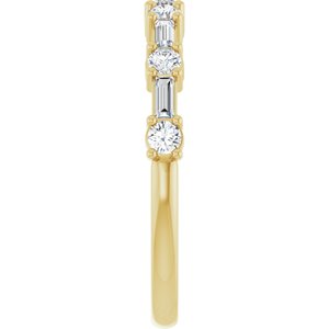 14K Yellow Gold Natural Diamond Straight Baguette 4.5 X 2 Mm Natural Diamond Polished 1/2 Ctw Natural Diamond Matching Band Size 7