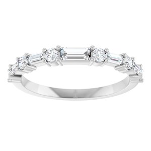14K White Gold Natural Diamond Straight Baguette 4.5 X 2 Mm Natural Diamond Polished 1/2 Ctw Natural Diamond Matching Band Size 7