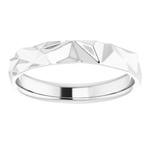 10K White Gold  4 Mm Polished Geometric Patterned Band Size 5.5