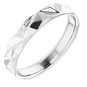 14K White Gold 4 Mm Polished Geometric Patterned Band Size 10