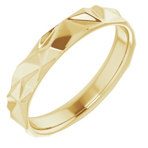 14K Yellow Gold 4 Mm Polished Geometric Patterned Band Size 10
