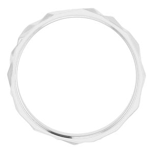 14K White Gold 4 Mm Polished Geometric Patterned Band Size 10