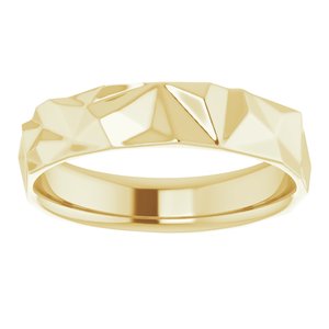 18K Yellow Gold 5 Mm Polished Geometric Patterned Band Size 6.5