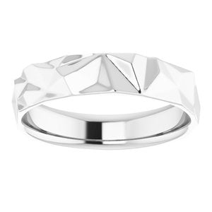 14K White Gold 5 Mm Polished Geometric Patterned Band Size 10