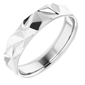 14K White Gold 5 Mm Polished Geometric Patterned Band Size 10