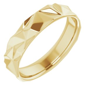 18K Yellow Gold 5 Mm Polished Geometric Patterned Band Size 6.5