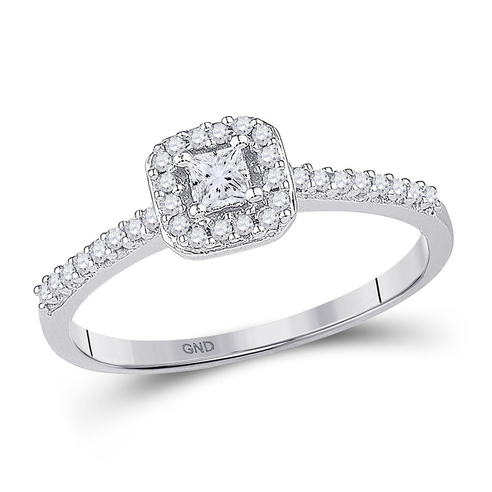 10K White Gold Princess Diamond Solitaire Bridal Wedding Engagement Ring 1/4 Cttw, Womens Size: 5-10