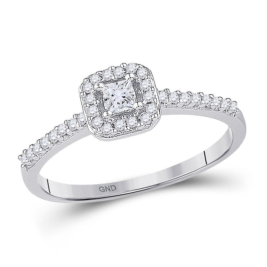 10K White Gold Princess Diamond Solitaire Bridal Wedding Engagement Ring 1/4 Cttw, Womens Size: 5-10