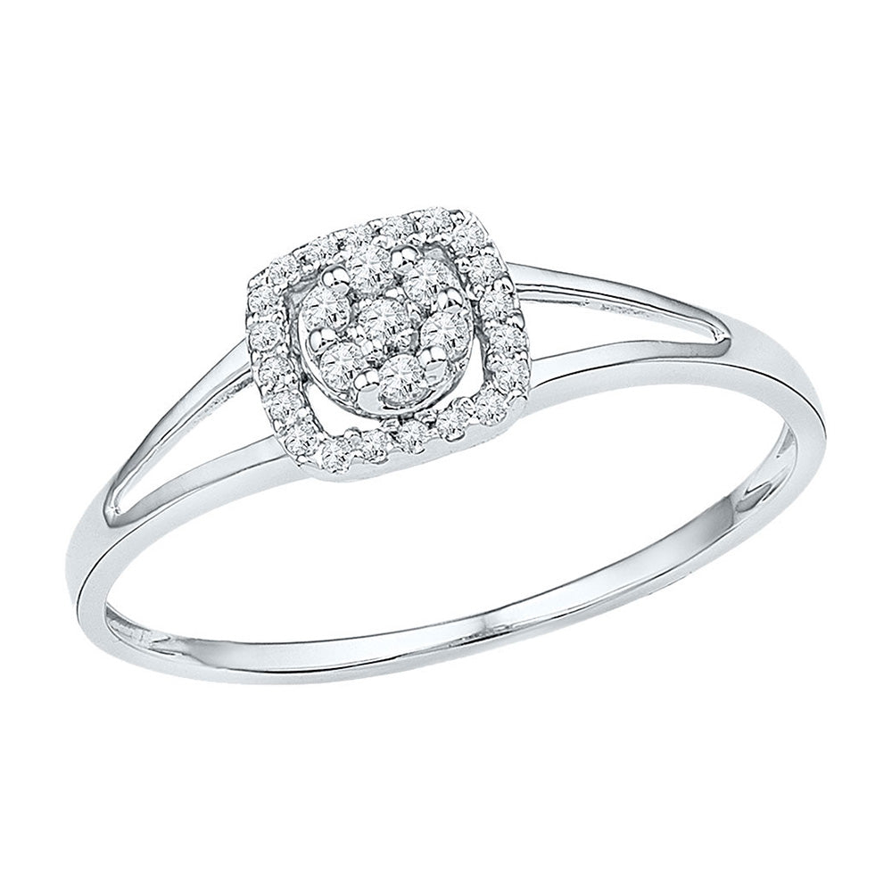 10K White Or Yellow Gold Womens Round Diamond Square Frame Cluster Ring , Womens Size: 5-10