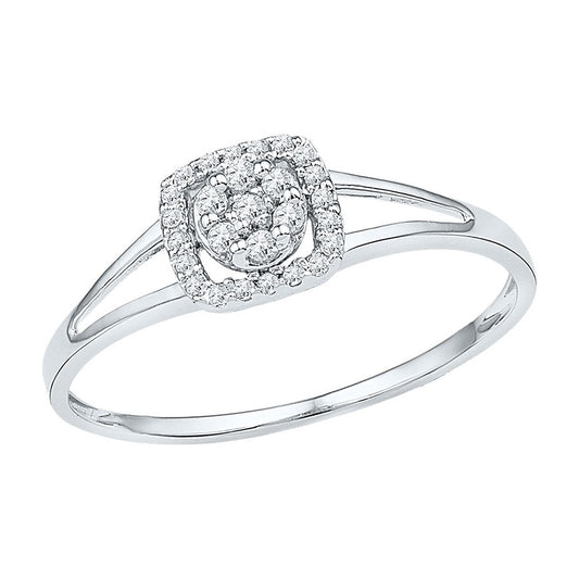 10K White Or Yellow Gold Womens Round Diamond Square Frame Cluster Ring , Womens Size: 5-10