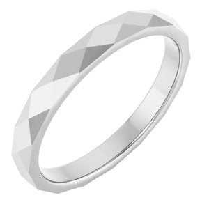 18K Yellow Or White Or Rose Gold Geometric Faceted Flat Band