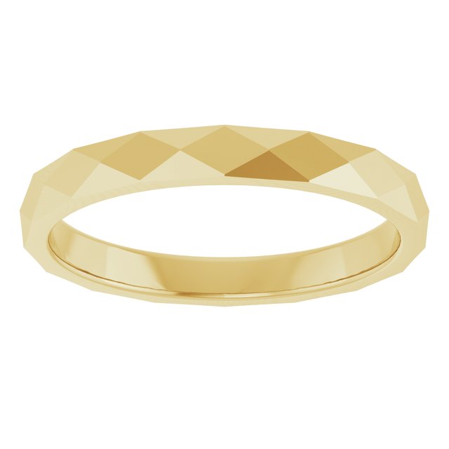 14K Yelow Or White Or Rose Gold Or Sterling Silver Polished Geometric Faceted Standard-Fit Flat Band